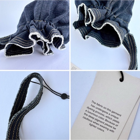 NWT* Cinq a Sept Denim wristlet Drawstring bisou Bag with Embroidered Logo - Picture 5 of 10